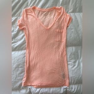 JCrew Linen V-Neck with Cute Pocket, size XS in Light Peach